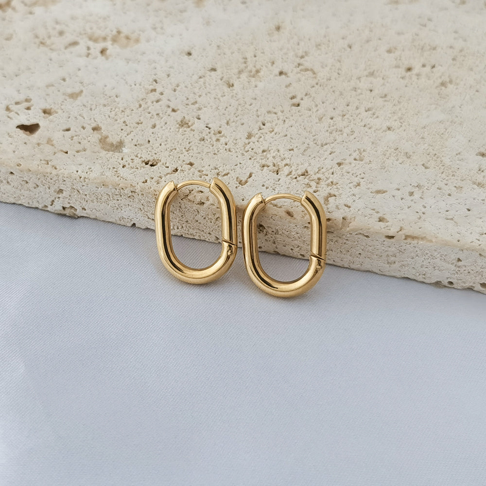 Gold Link Up Oval Earrings