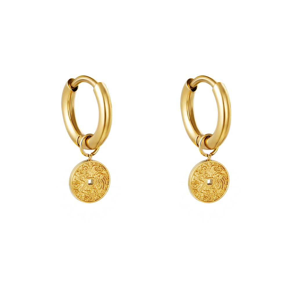 Gold Charm Huggie Hoop Earrings
