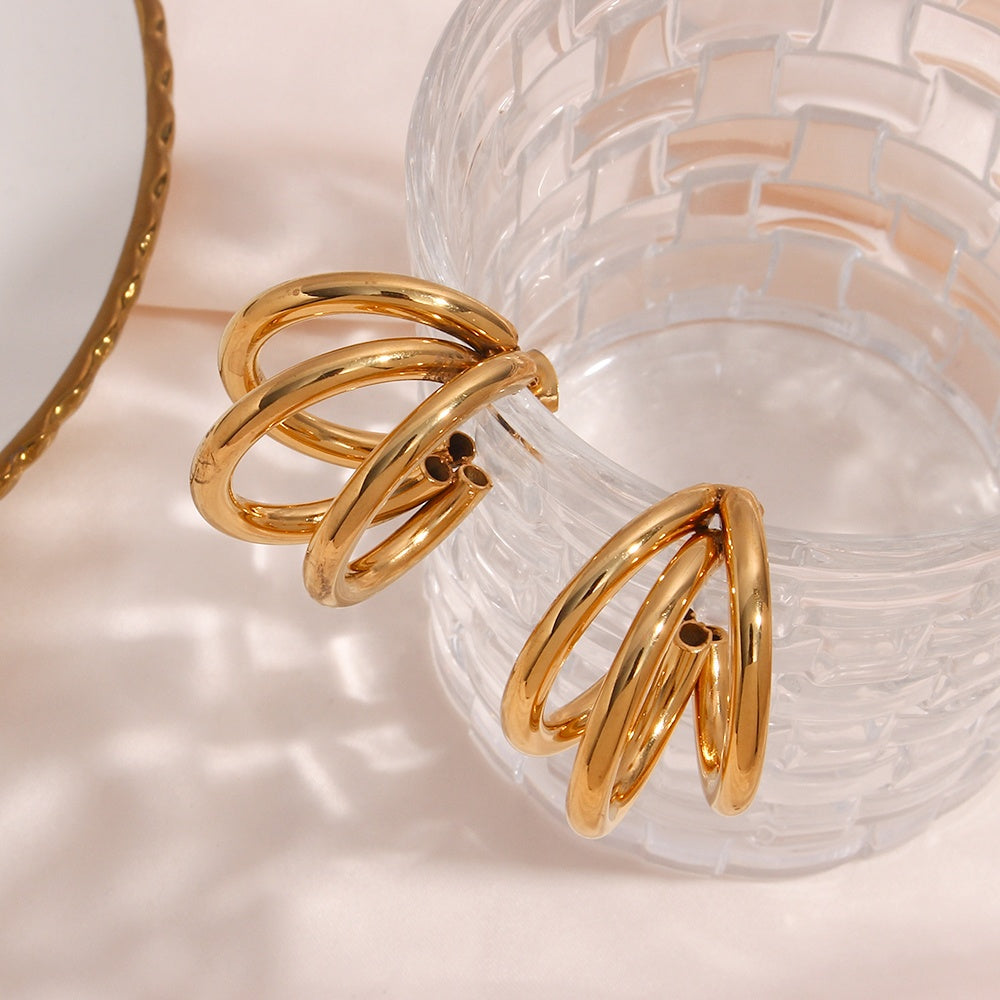 Gold Triple Dome Hoops