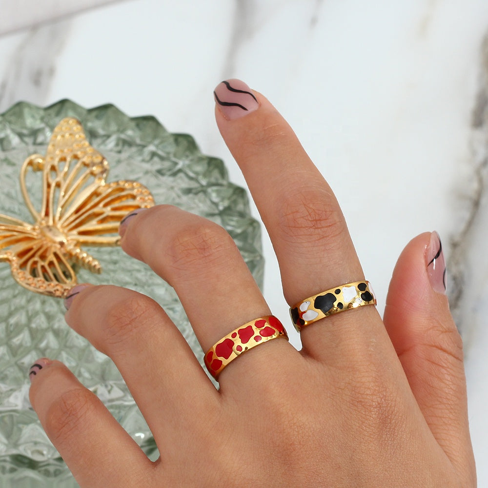 Gold Cow Print Rings