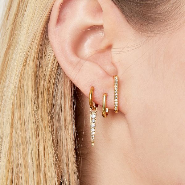 Stone Spike Charm Huggie Earrings