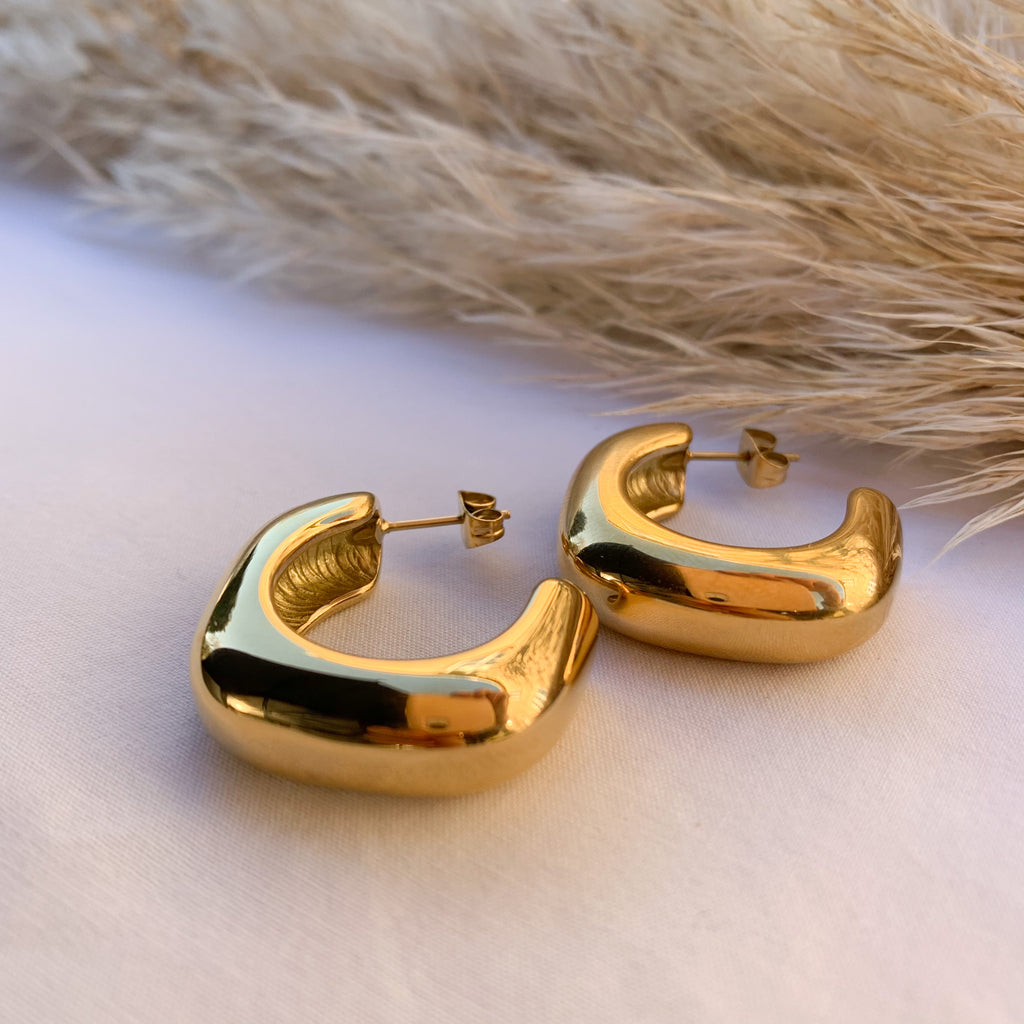 Gold Glam Square Hoops